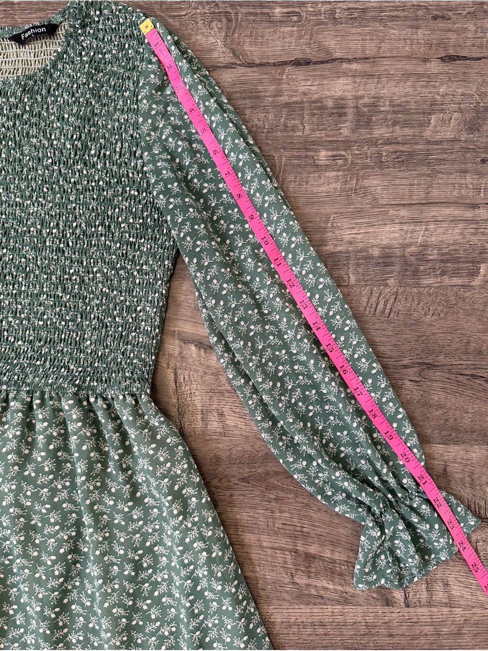 Womens Sage Floral Smocked Maxi Dress Size L Cottagecore Prairie Romantic Tiered - Picture 11 of 13